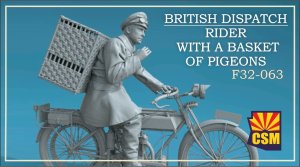 Copper State Models CSM F32063 - 1:32 British Dispatch Rider with a Basket of Pigeons
