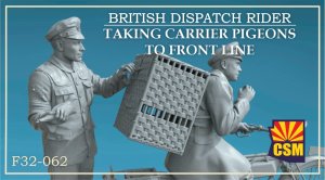 Copper State Models CSM F32062 - 1:32 British Dispatch Rider Taking Carrier Pigeons to the Front Line.