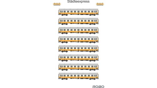 Go to product Robo 200110 H0 - Set of 8 passenger cars type Y/B-70 Bautzen, Städteexpress, DR, ep.IV