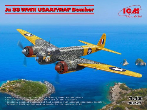 Go to product ICM 48227 - 1:48 Junkers Ju 88 WWII USAAF / RAF Bomber
