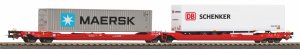 Piko 24619 H0 - Double T3000e type platform wagon with trailer and container, DB AG, ep.VI
