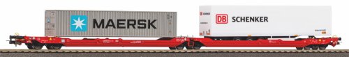 Go to product Piko 24619 H0 - Double T3000e type platform wagon with trailer and container, DB AG, ep.VI