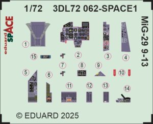 Eduard 3DL72062 - 1:72 MiG-29 9-13 Space 3D Decals + PE