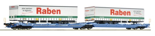 Go to product Roco 6600117 H0 - Double T3000e type platform wagon with trailers, VTG, ep.VI