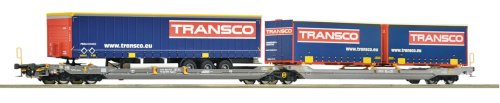 Go to product Roco 6600113 H0 - Double T3000e type platform wagon with trailers, HUPAC, ep.V-VI
