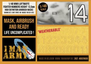 1 Man Army 48GEN600 - 1:48 WWII Luftwaffe Fighter Numbers Height 13.5mm
