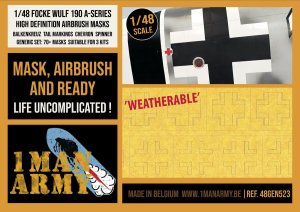1 Man Army 48GEN523 - 1:48 Focke Wulf 190 A-Series Balkenkreuz Tail Markings Chevron Spinner
