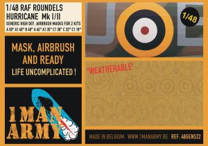 1 Man Army 48GEN522 - 1:48 RAF Roundels Hurricane Mk I/II
