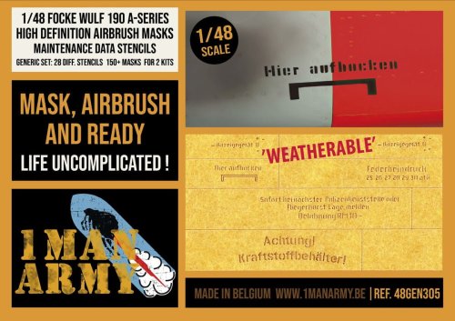 Go to product 1 Man Army 48GEN305 - 1:48 Focke Wulf 190 A-Series Data Stencils