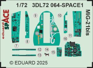 Eduard 3DL72064 - 1:72 MiG-21bis Space 3D Decals + PE