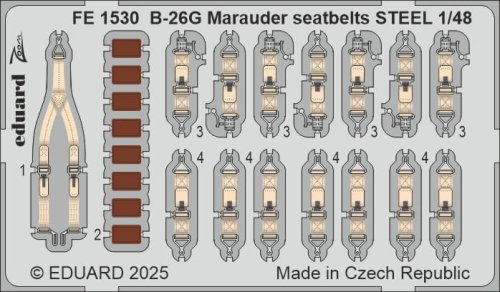 Go to product Eduard FE1530 - 1:48 B-26G Marauder seatbelts - Steel