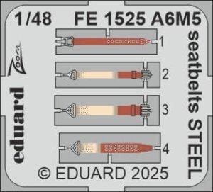 Eduard FE1525 - 1:48 A6M5 seatbelts - Steel