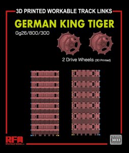 Rye Field Model 3033 - 1:35 German King Tiger GG26/800/300 3D Printed Workable Tracks