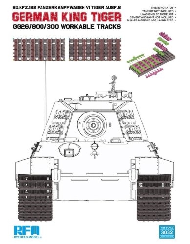 Go to product Rye Field Model 3032 - 1:35 German King Tiger GG26/800/300 Workable Tracks