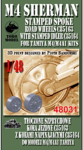 Go to product Toro 48031 - 1:48 M4 Sherman Stamped Spoke Ride Wheels C85163 with Tension Wheels C85164