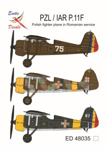 Exotic Decals 48035 - 1:48 PZL / IAR P.11F - Polish Fighter Plane in Romanian Service