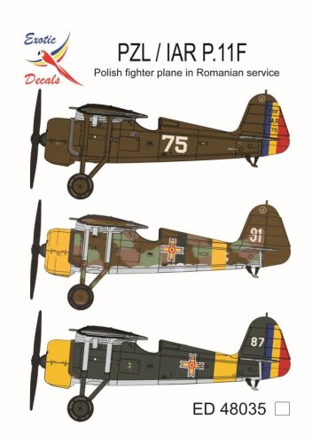 Go to product Exotic Decals 48035 - 1:48 PZL / IAR P.11F - Polish Fighter Plane in Romanian Service