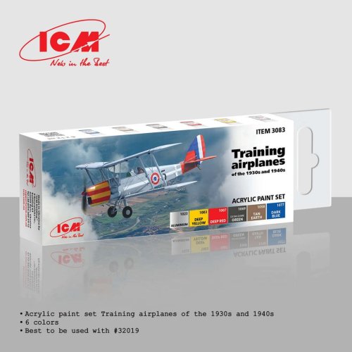 Go to product ICM 3083 - Training Airplanes of the 1930s and 40s paint set