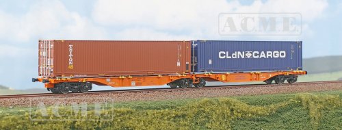 Go to product Acme 90262 H0 - Sggmrss Intermodal Flat Wagon with Containers, PCC Intermodel, ep.VI