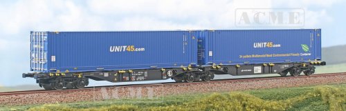 Go to product Acme 90264 H0 - Sggmrss Intermodal Flat Wagon with Unit45 Containers, PKP Cargo, ep.VI