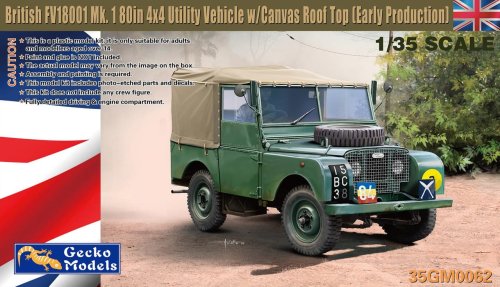 Go to product Gecko Models 35GM0062 - 1:35 British FV18001 Mk.1 80in 4x4 Utility Vehicle w/ Canvas Roof Top Early Prod