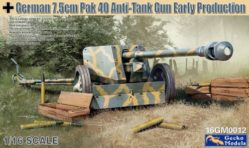 Go to product Gecko Models 16GM0012 - 1:16 German 7,5 cm Pak 40 Anti-Tank Gun Early Prod.