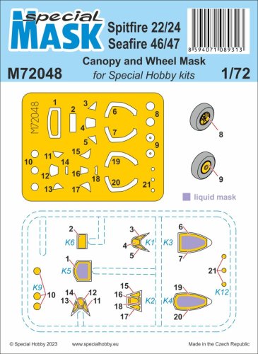 Go to product Special Hobby M72048 - 1:72 Spitfire Mk.22/24 and Seafire Mk.46/47 Mask