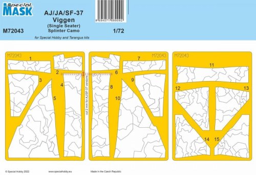 Go to product Special Hobby M72043 - 1:72 AJ/JA/SF-37 Viggen (Single Seater) Splinter Camo Mask