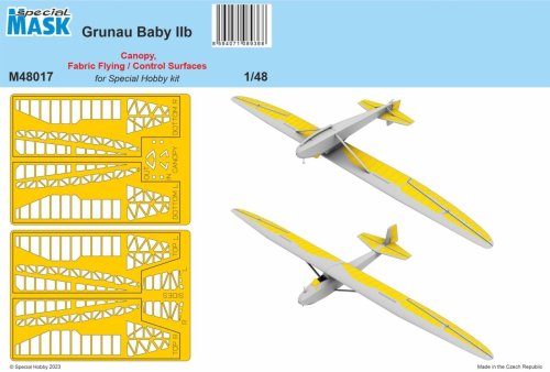 Go to product Special Hobby M48017 - 1:48 Grunau Baby IIB Mask Canopy, Fabric Flying / Control Surfaces