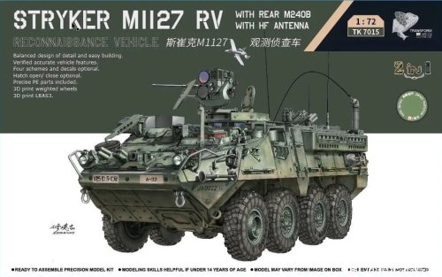 Go to product Border TK7015 - 1:72 Stryker M1127 RV with rear M240B /with HF antenna