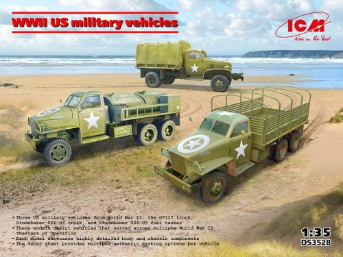 Go to product ICM DS3528 - 1:35 WWII US military vehicles G7117, Studebaker US6-U3, Studebaker US6-U5