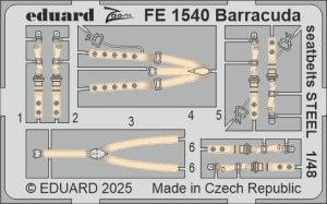 Eduard FE1540 - 1:48 Barracuda seatbelts - Steel
