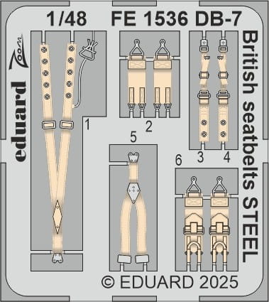 Go to product Eduard FE1536 - 1:48 DB-7 Boston III British seatbelts - Steel