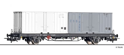 Go to product Tillig 77073 H0 - Lgkks 4444 Container Flat Wagon Model, DR, ep.IV