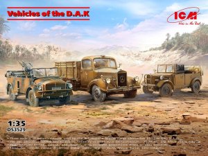 ICM DS3529 - 1:35 Vehicles of the D.A.K s.E.Pkw Kfz.70 with Zwillingssockel 36, Typ L3000S, le.gl.Einheitz-Pkw Kfz.2