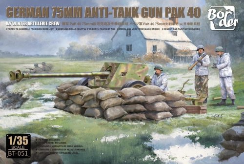 Go to product Border BT051 - 1:35 German 75 mm Anti-Tank Gun PaK 40 w/ Winter Artillery Crew