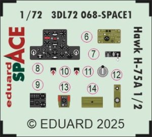 Eduard 3DL72068 - 1:72 Hawk H-75A 1/2 Space 3D Decals + PE