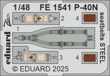 Go to product Eduard FE1541 - 1:48 P-40N seatbelts - Steel