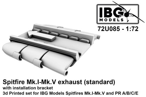 Go to product IBG 72U085 - 1:72 Spitfire Mk.I / Mk.V / PR exhaust standard with installation bracket 3D Printed Set