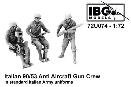 Go to product IBG 72U074 - 1:72 Italian 90/53 Anti Aircraft Gun Crew in standard uniforms