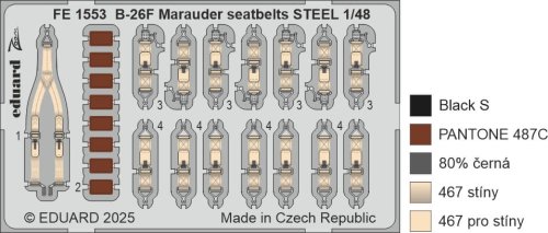 Go to product Eduard FE1553 - 1:48 B-26F Marauder seatbelts - Steel