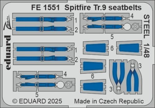 Go to product Eduard FE1551 - 1:48 Spitfire Tr.9 seatbelts - Steel