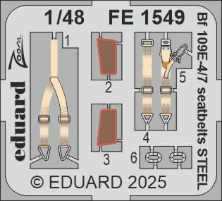 Go to product Eduard FE1549 - 1:48 Bf 109E-4/7 seatbelts - Steel