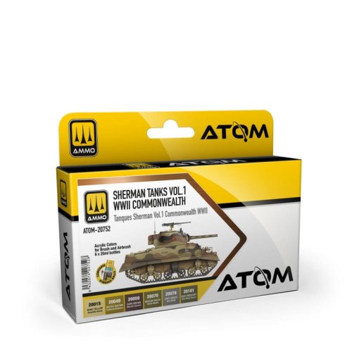 Go to product Ammo Mig 20752 - Atom Sherman Tanks Vol 1 WWII Commonwealth Colors Set