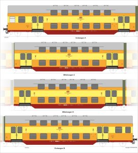 Preorder - Rivarossi H0 - Four-car double-deck Bhp coach set PKP, Słupsk depot, ep.V