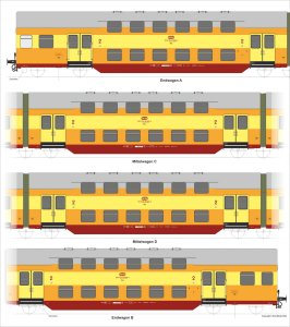 Preorder - Rivarossi H0 - Four-car double-deck Bhp coach set PKP, Czeremcha depot, ep.V with lighting