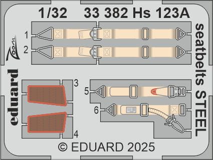 Go to product Eduard 33382 - 1:32 Hs 123A seatbelts - Steel