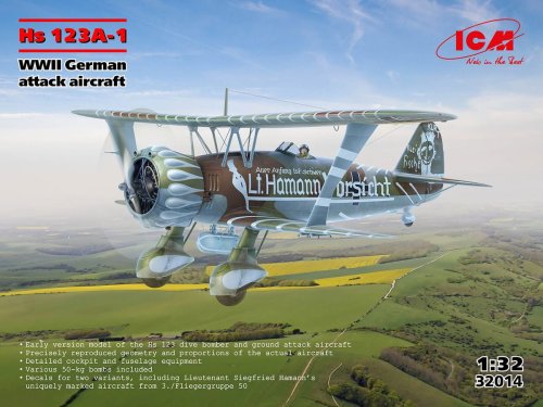 Go to product ICM 32014 - 1:32 Hs 123A-1 WWII German attack aircraft