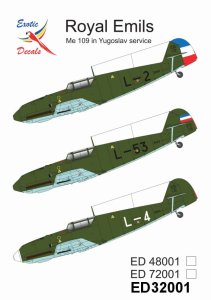 Exotic Decals 32001 - 1:32 Royal Emils Me 109 in Yugoslav Service