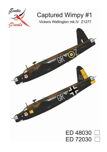 Go to product Exotic Decals 48030 - 1:48 Captured Wimpy #1 Vickers Wellington mk.IV Z1277